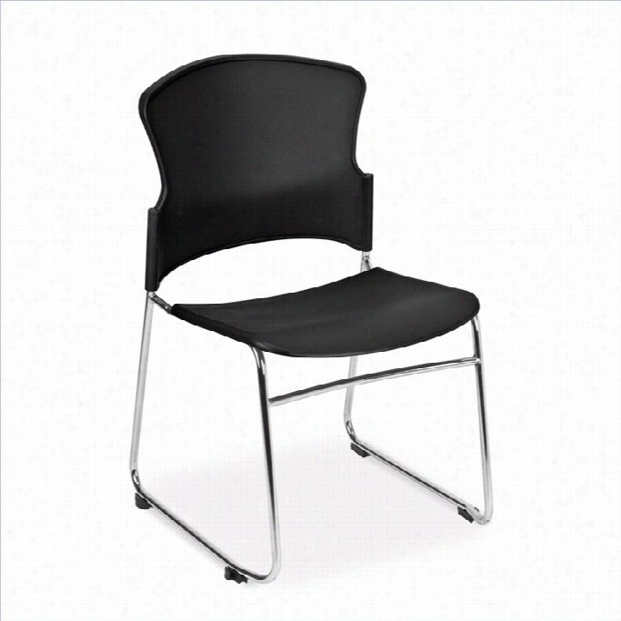Ofm Multi-use Plastic Seat And Ba Ck Stacker In  Black