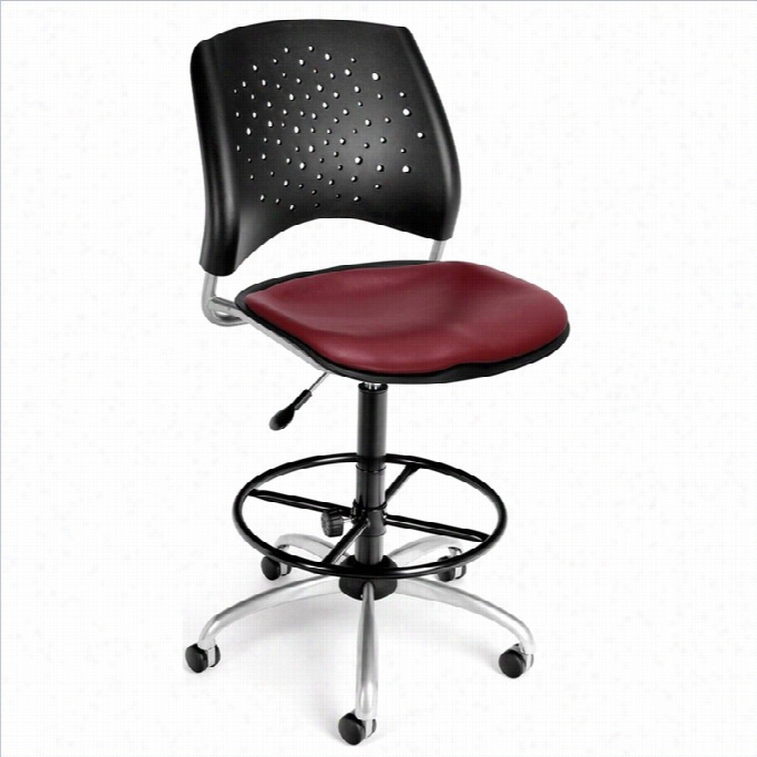 Ofm Star Swiel Draf Ting Chair With Vinyl Seats And Drafting Kit In Wine