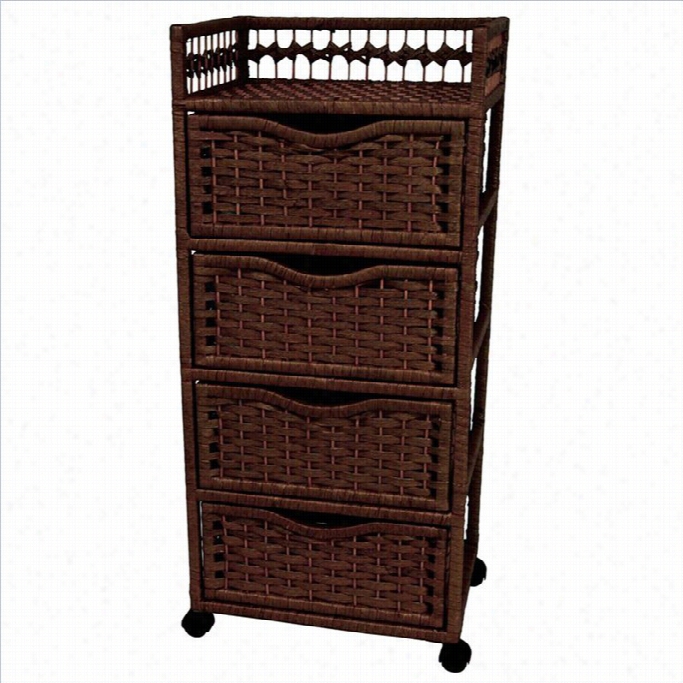 Oriental Furniture 4 Drawer Chest Forward Wheels In Mocha