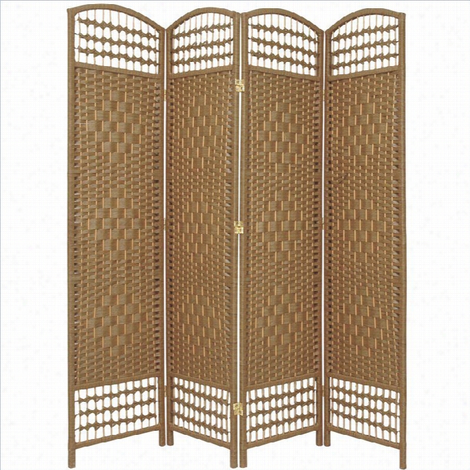 Oriental Furniture Four Panel Fiber Weave Room Divider In Natural