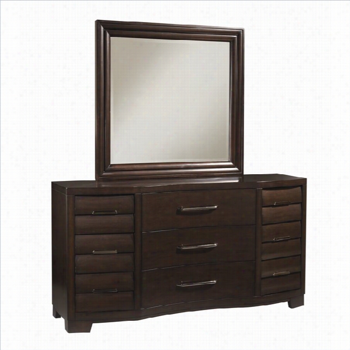 Pulaski Tangerine 330 9 Drawer Triple Dresser And Mirror Set In Sable