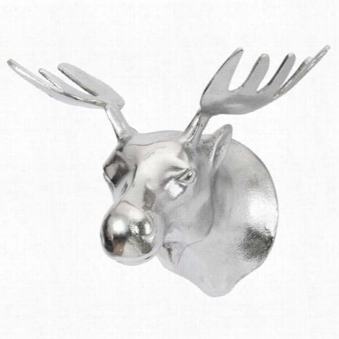 Renwil Moose Heaad Statue In Raw Nickel