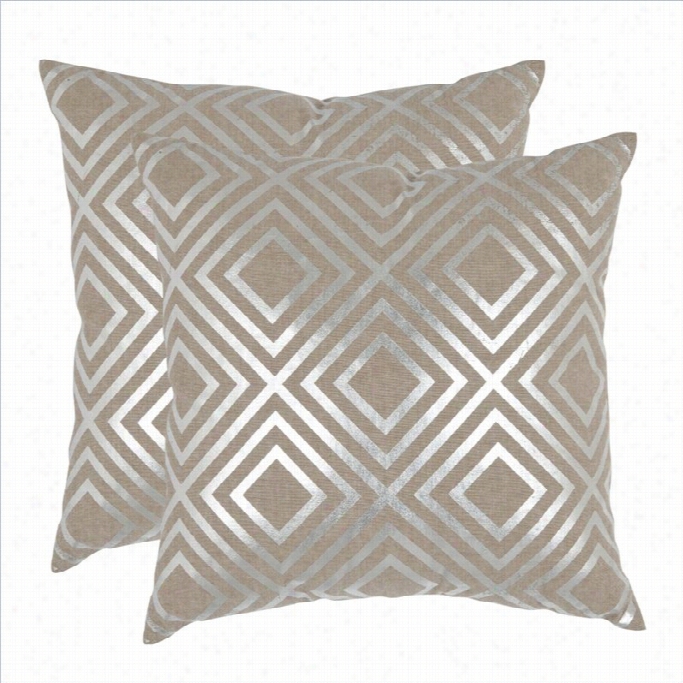 Safavieh Chloe Pillow 18-inch Decorative Pillows In Silver (set Of 2)