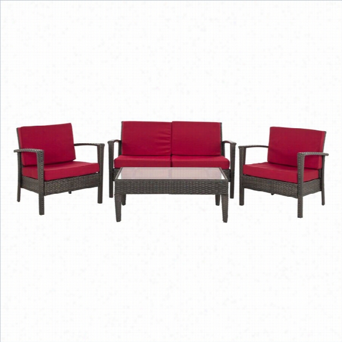 Safavieh Piscataway Steel 4 Piece Set In Brown And Red