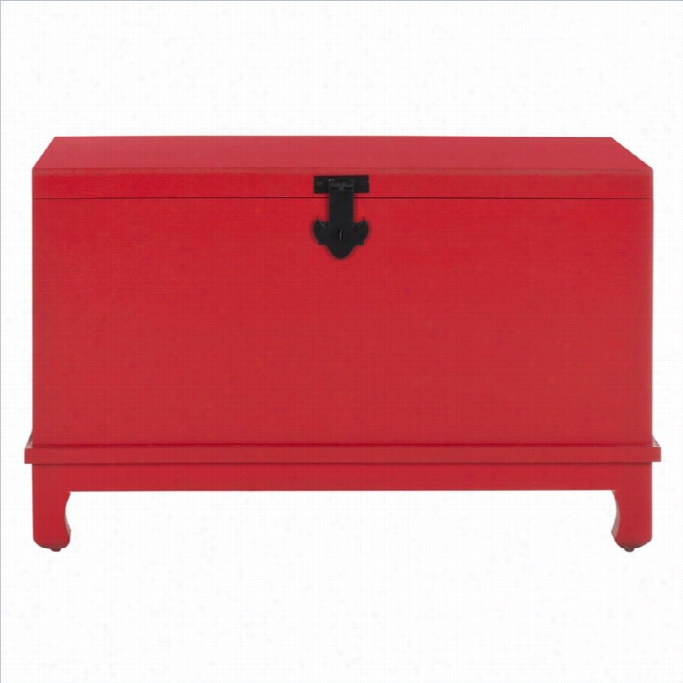Safavieh Wesley Pine Wood Chest In Hot Red