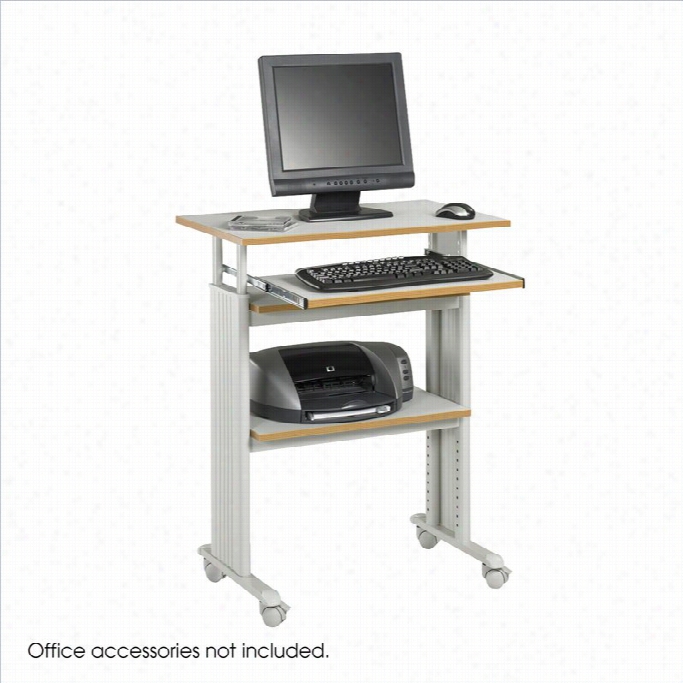 Safco Mv Standing Height Adjustable Wood / Me Taal Workstation In Gray