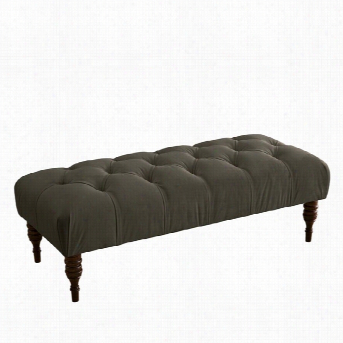 Skyline Tufted Bench In Pewter