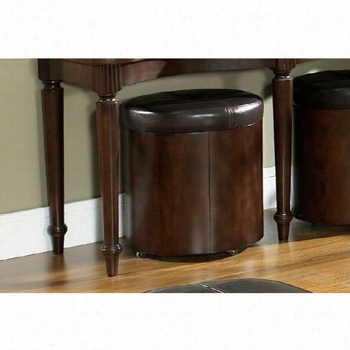 Somerton Morgan Round Leather Stool In Deep Brown