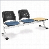 OFM Star Beam Seating with 2 Seats and Table in Cornflower Blue and Oak
