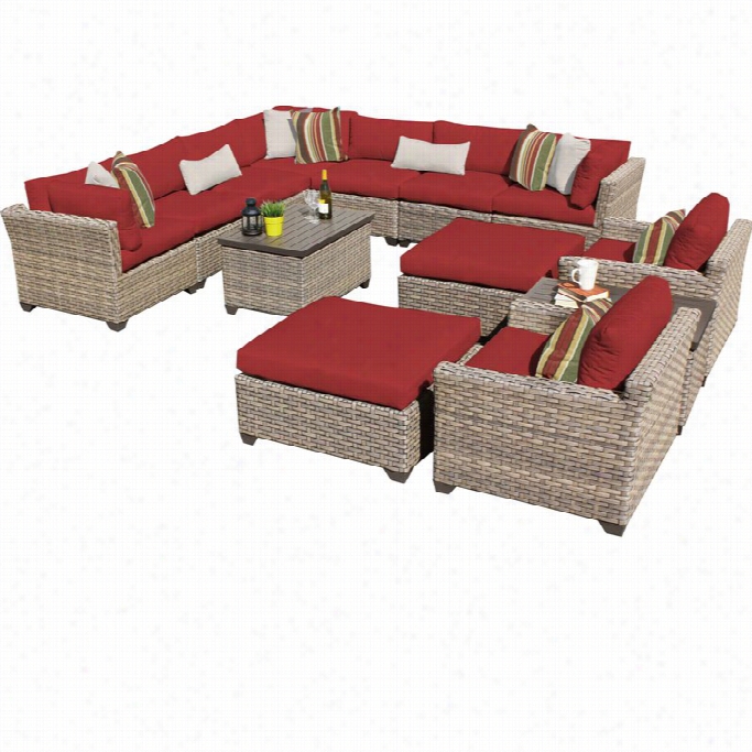 Tkc Monterey 13 Piece Outdoor Wicker Sofa Set In Terracotta