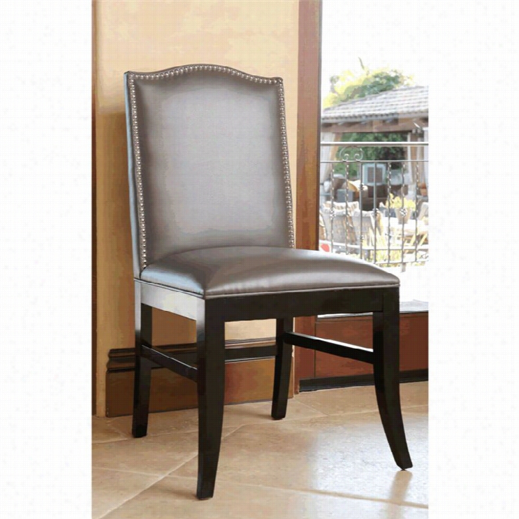 Abbyson Living Royal Leather Nailhead Trim Dining Chair In Gray