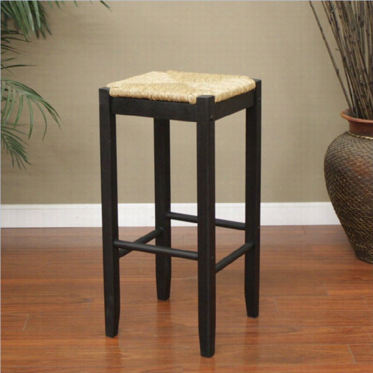 American Hertage Rattan B Ar Stool In Black-24 Inch