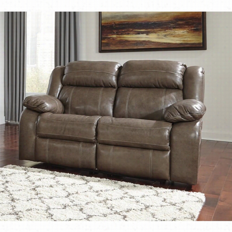 Ashley Branton Leather Power Reclibing Loveseat  Ij Quarry