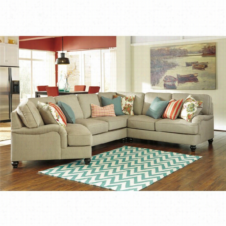 Ashley Erridon 4 Gun Fabric Left Cuddler Sectional In Putty