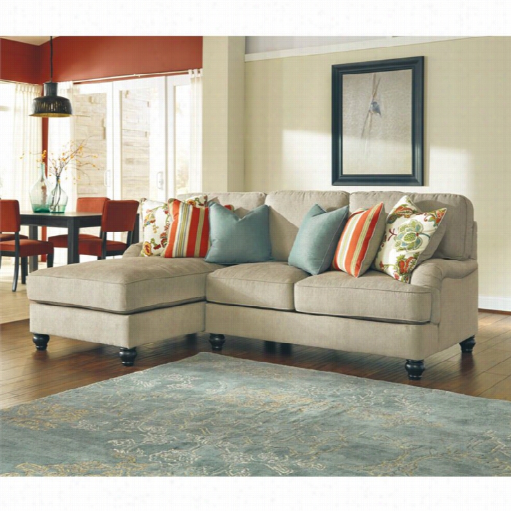 Ashley Kerridon Fabric Left  Chaise Sectional In Putty