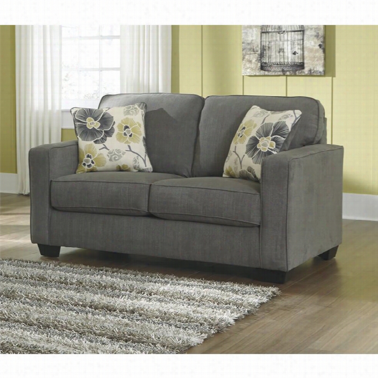 Ashley Saffia Fabric Loveseat In Slate