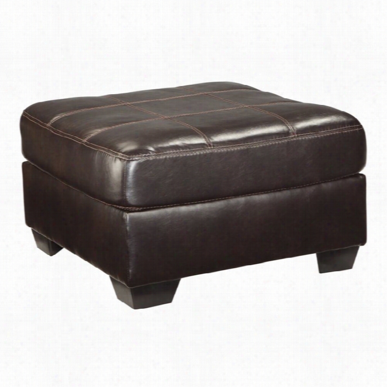 Ashley Vanleer Faux Leather Oversized Ottoman In Chocolate