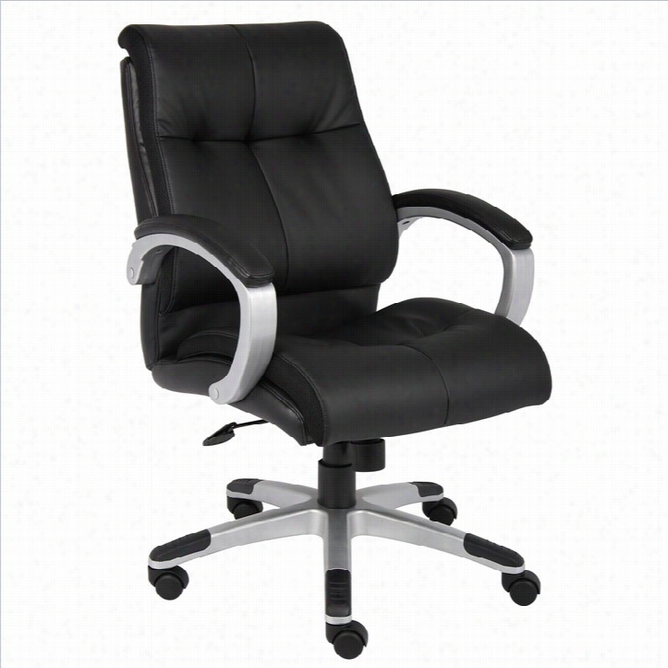 Boss Place Of Business Products Double Plush Mid Backward Executive Office Chair In Black-black