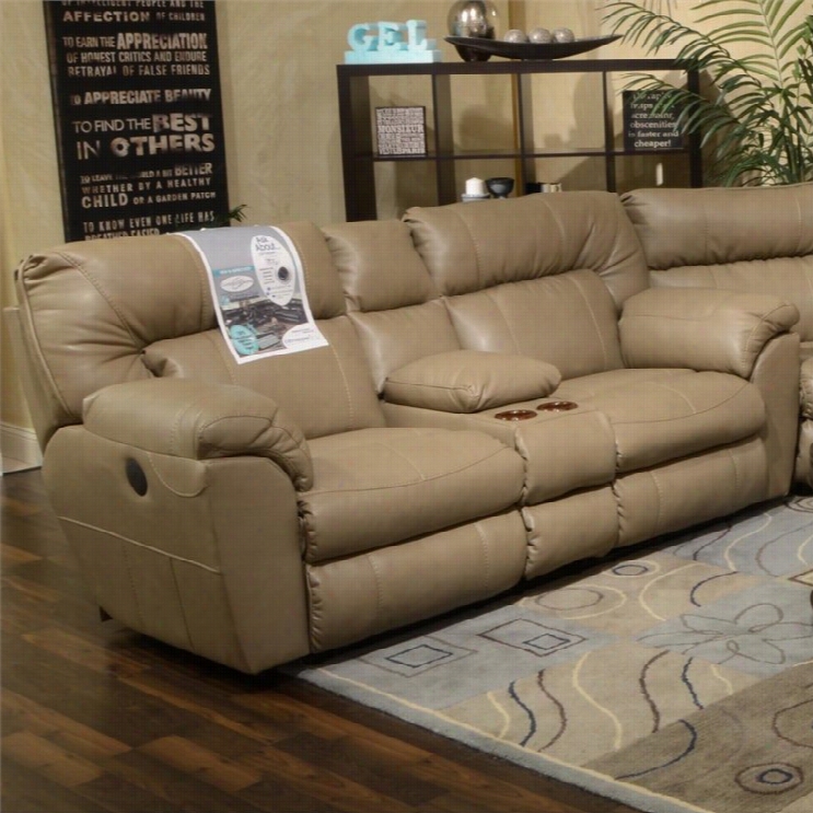 Catnapper Nola Leather Reclining Loveseat In Putty