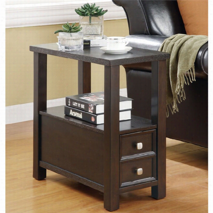 Coaster 1 Drawer 1  Shelf Chairside Table In Cappuccino