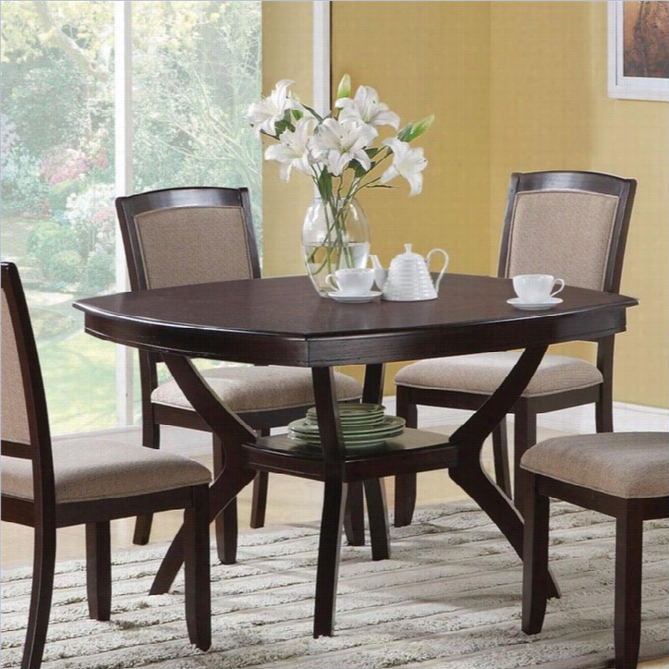 Coaster Memphis Rounded Square Dining Table In  Cappuccino