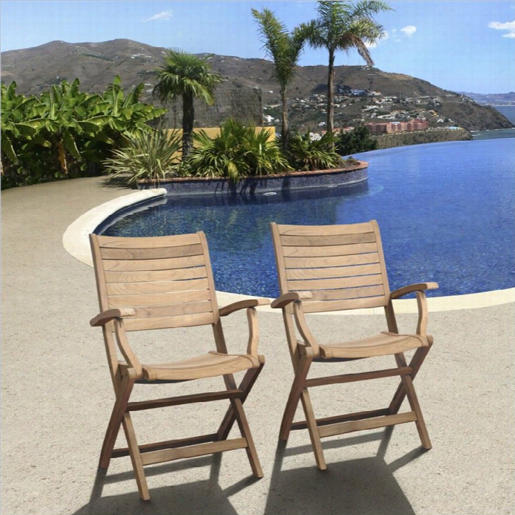 Dublni 2 Pc Folding Armchairs In Teak