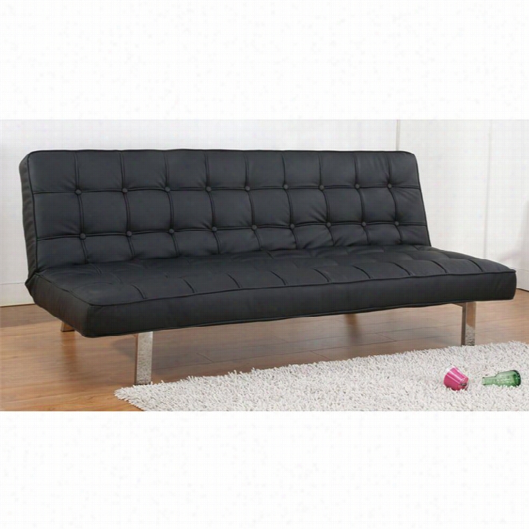 Gold Sparrow Vegasfaux Leather Convertible Sofa In Black