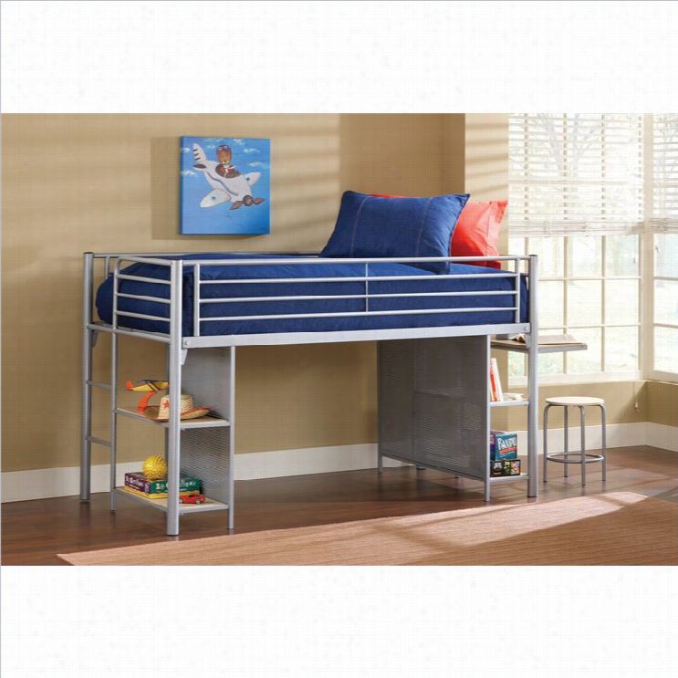 Hilldsale Universal Junior Bbookcase Loft Bed Ith Desk And Stool In Silver