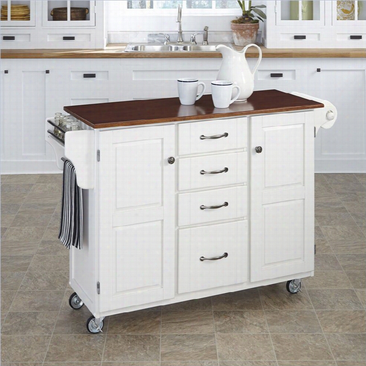 Home Styles Create=a-crat In White Finish With Cherry Top