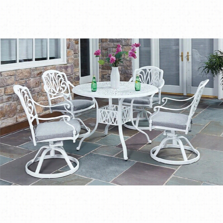 Home Style Sfloral Flower 5 Piece Dining Set In White