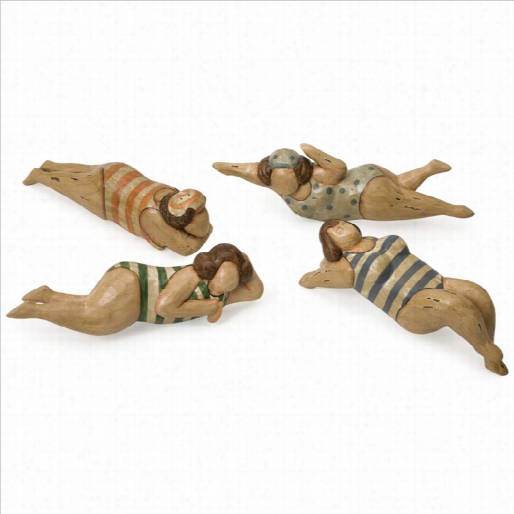 Imax Cor Poration Bathing Beauties In Natural Wood (set Of 4)