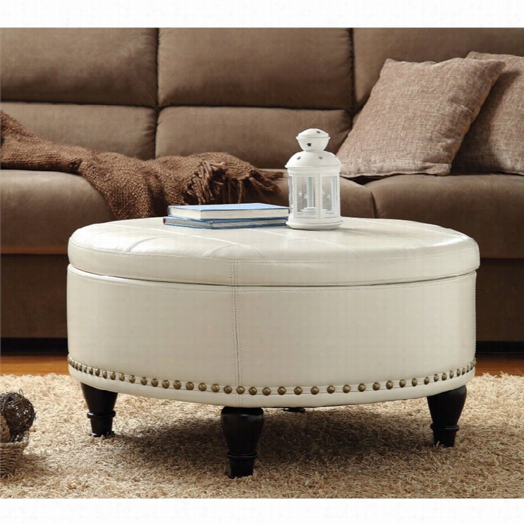 Inspired At Bassett Augusta Storage Leather Ottoman In Cream