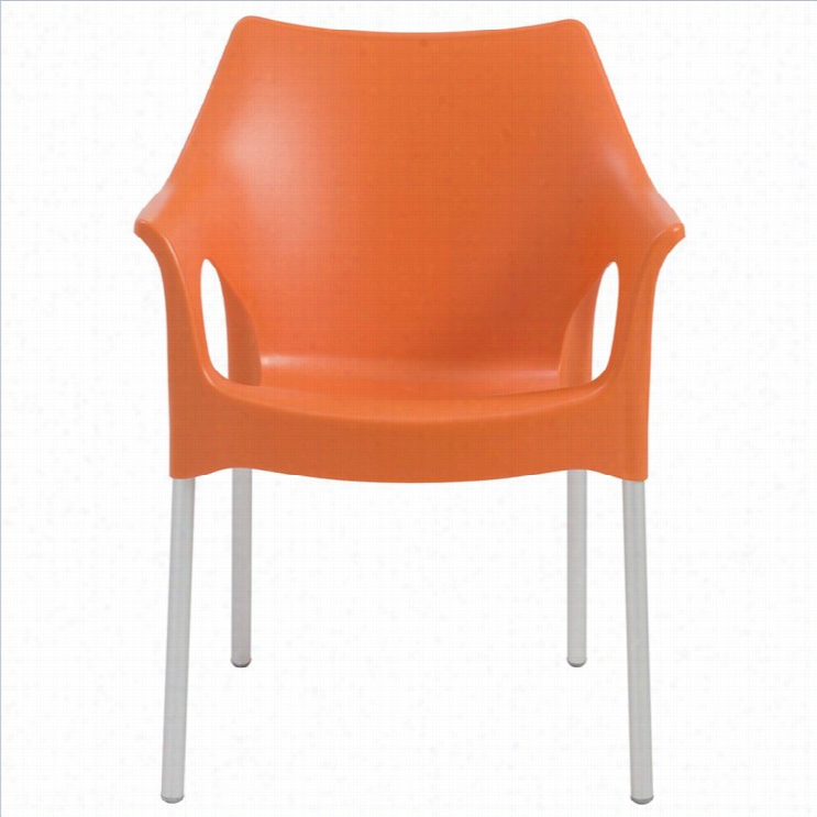 Italmodern Olaoffice Dining Chair In Orange And Aluminum