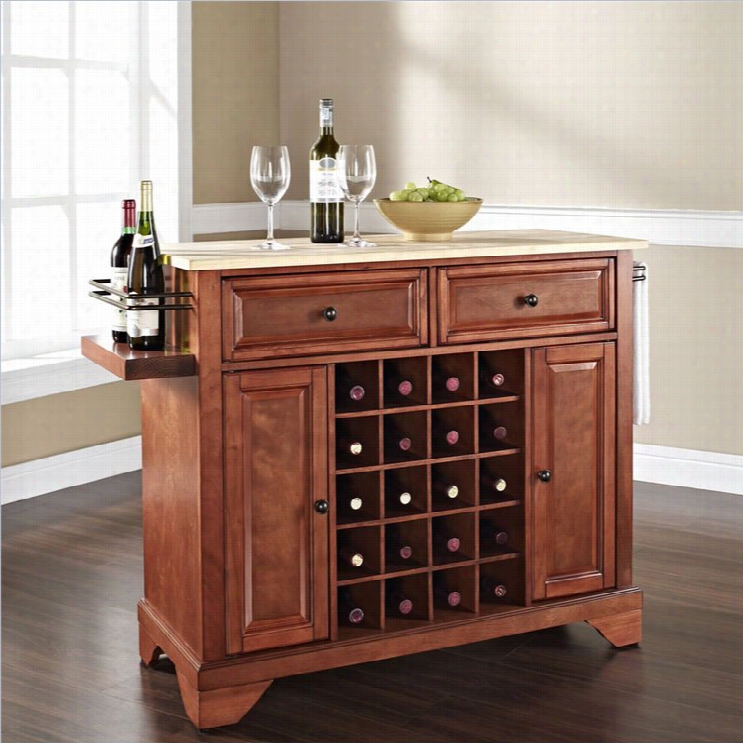 Lafayette Natural Wood Top Wine Island In Classic Cherry