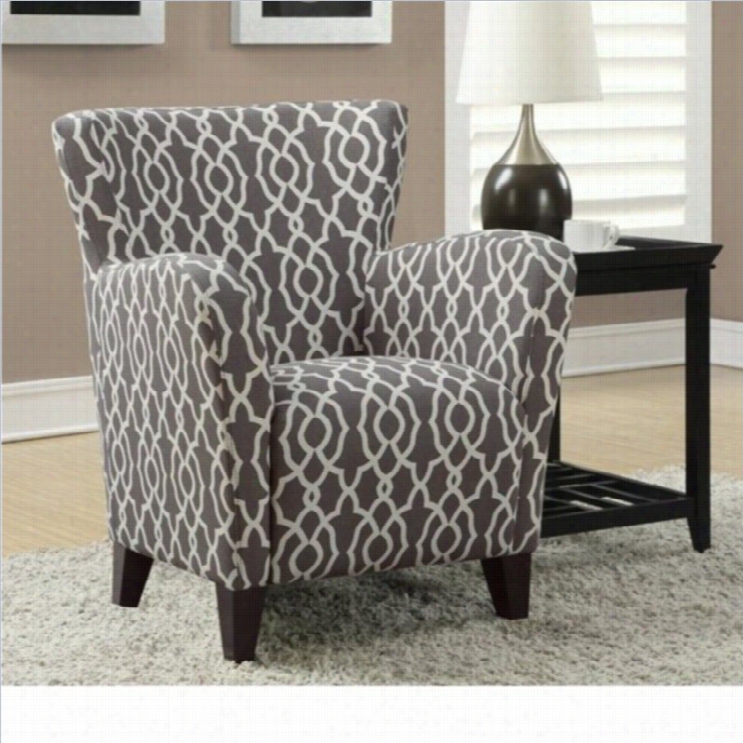 Monarch Fabtic Club Chair In Gray Geometric Pattern