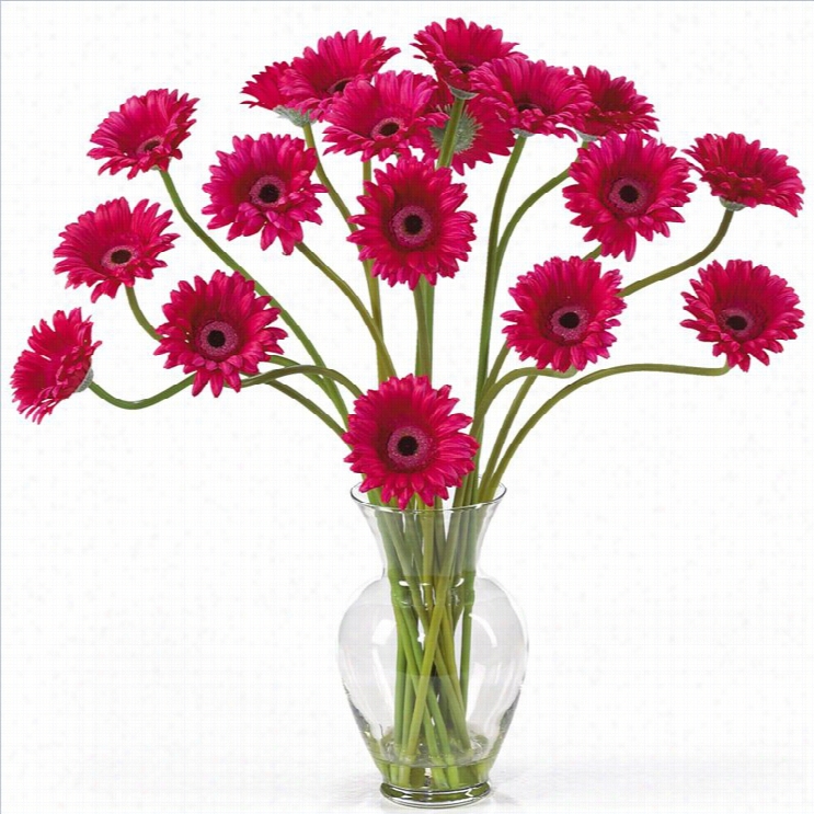 Closely Natural Gerber Daisy Liquid Illusion Silk Flower Arrangement