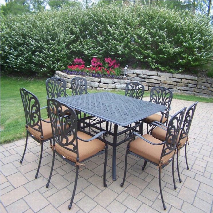 Oakland Living Hampton 9 Piece Metal Patio Dining Set In Antique Black