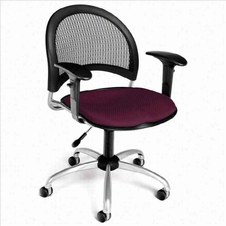 Ofm Moon Swivel Office Chair With Arms In Burgundy