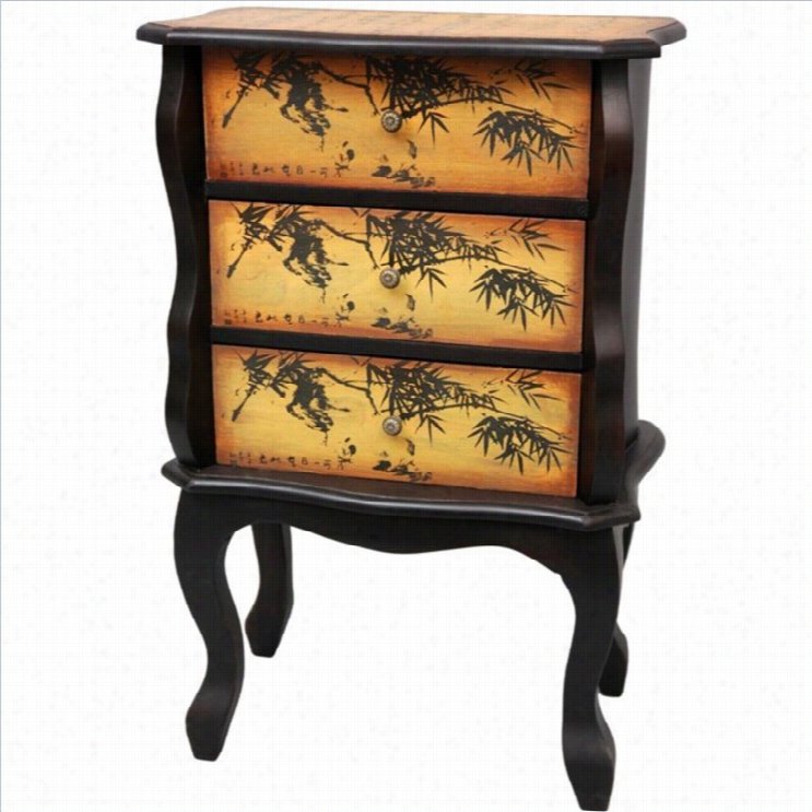 Oriental Furniture Bamboo Design Three Drawer Accent Chest