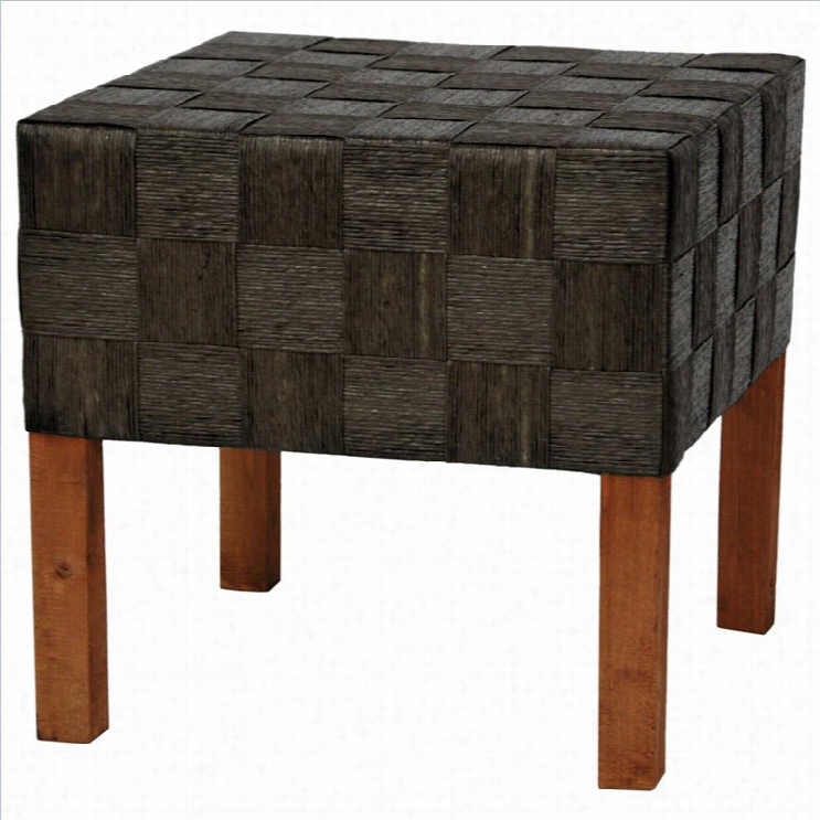 Orientwl Furniture Woven Stool In Black