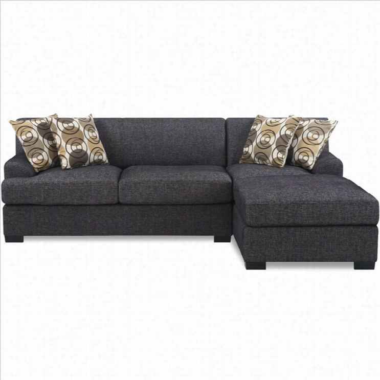 Poundex Benford Faux Cloth Of Flax Chaise-love Sectional In As G Dark