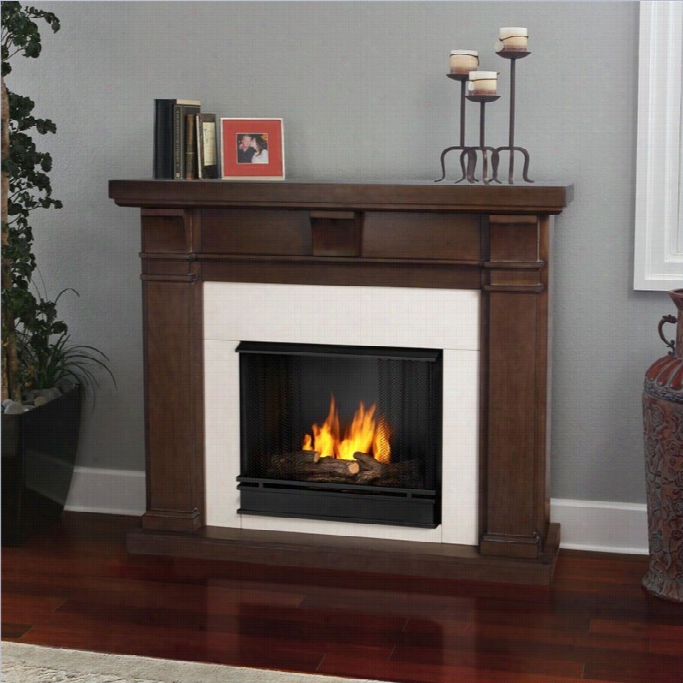 Reall Flame Porter Fireplace In Vintage Black Maple Finish