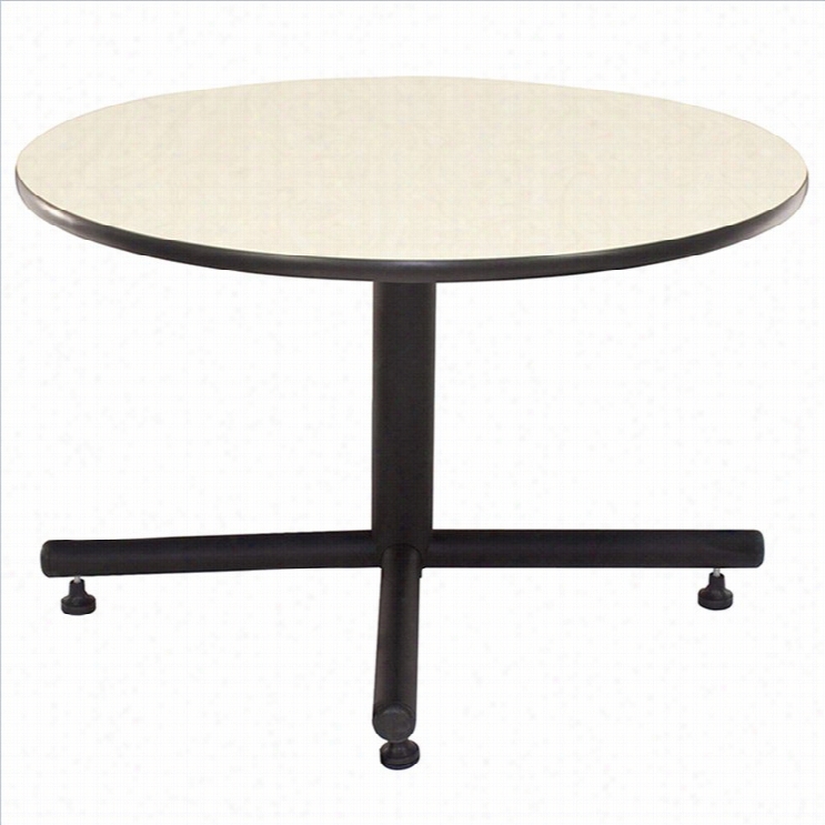 Regency Round Lunchroom Table With Metal Kobe X Base In Maple-48 Inch