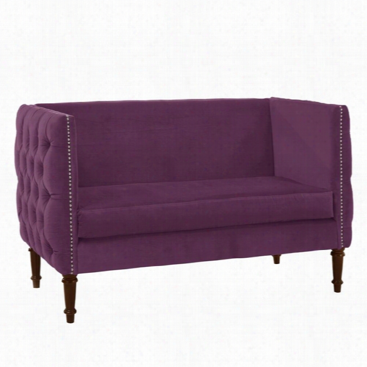 Skylnie Nail Buttob Tufted Settee L Oveseat In Aubergine