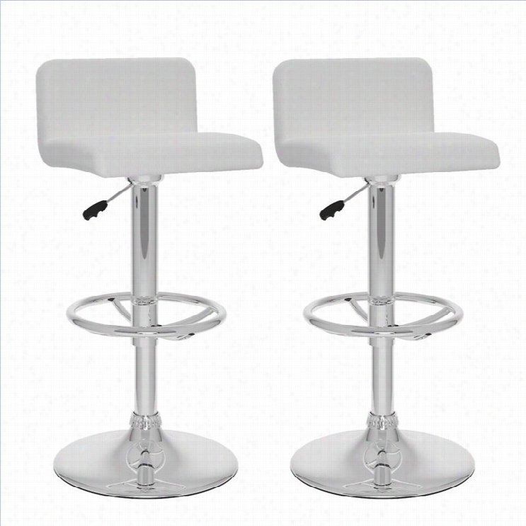 Sonax Corilving 33 Llow Back Bar Stool In White (set Of 2)