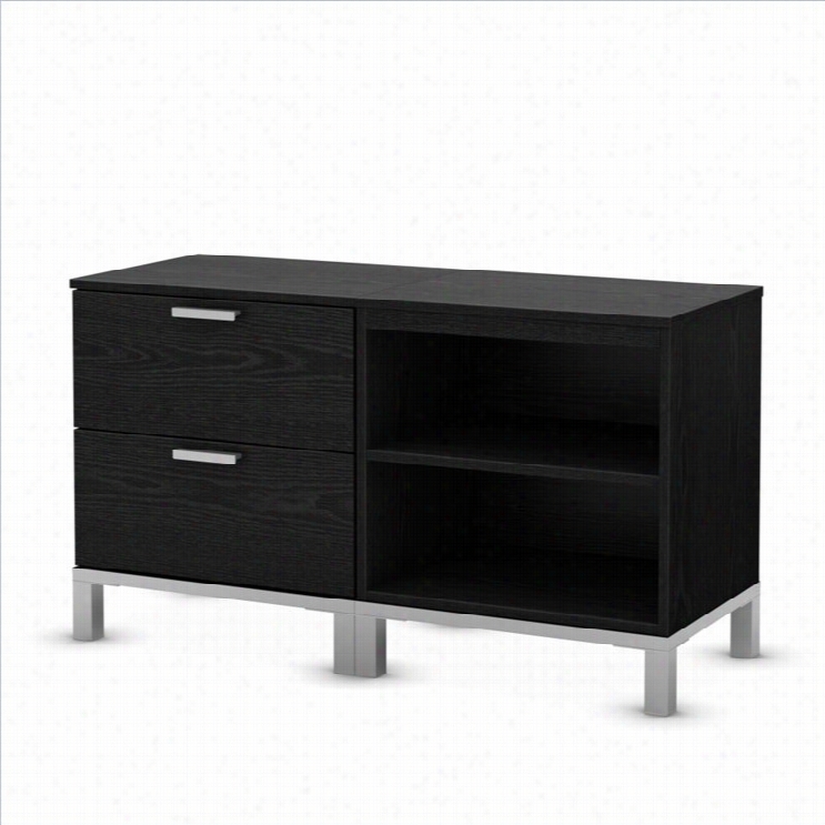 South Shore Flexible 2 Drawer And 2 Shelf Unit In Black Oak