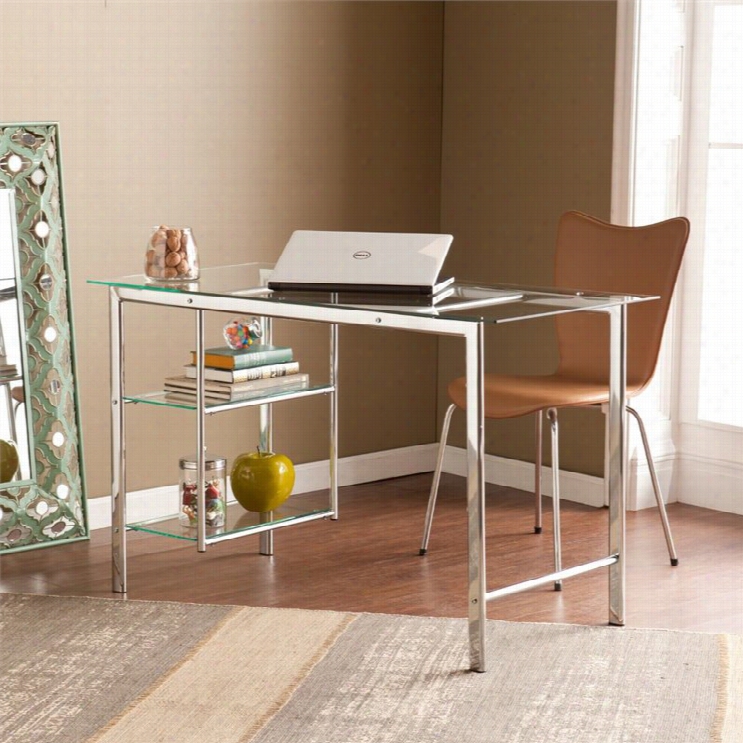 Southern Enterprise S Oslo Glass Desk In Chrome