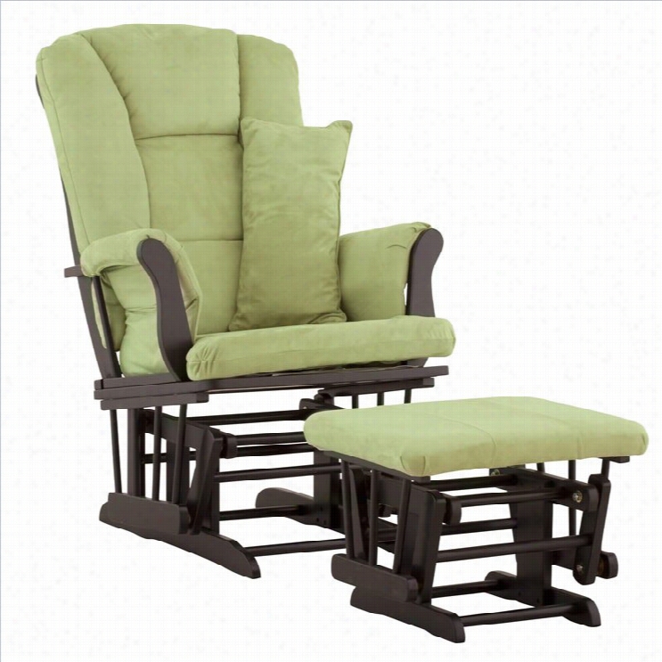 Stork Cdavt Tuscany Glider And Ottoman In Black With Sage Cushions