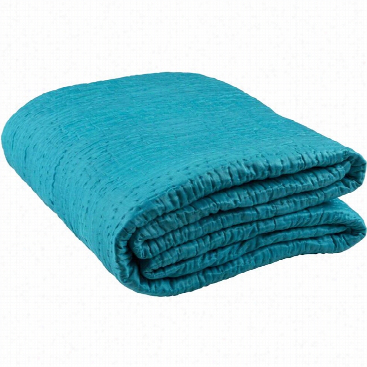 Surya Albany Owven Cotton Ful L Queen Quilt In Aqua