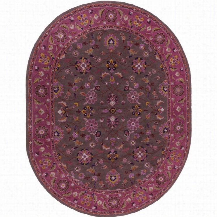 Surya Caesar 8' X 10' Oval Hand Tufted Wool Rug In Purple Brown